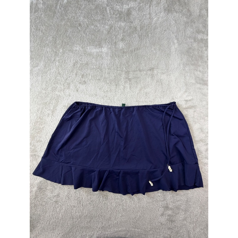 Lauren Ralph Lauren Swim Skirt Women XL Navy Blue Ruffle Trim NWT